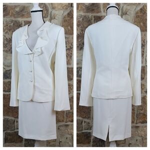 Tahari 18 Ruffle White Skirt Suit Set